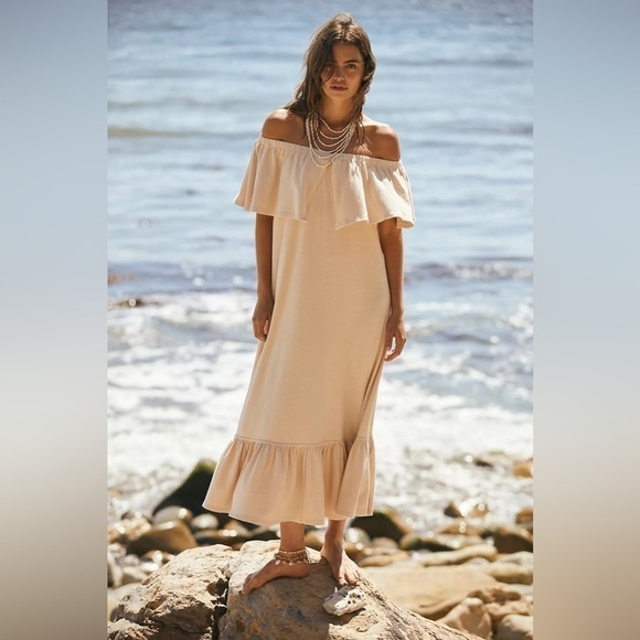 FREE PEOPLE “Lynne Midi” 100% cotton off shoulder women’s  dress Small NWT - Picture 15 of 16